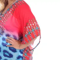 White Mark-Plus Womens Split Tie Neck 3/4 Sleeve Tunic Top