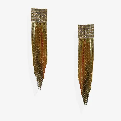 Bijoux Bar Gold Chain Mail Crystal Drop Earrings