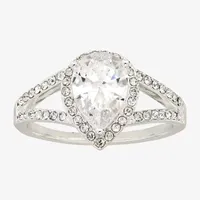 Sparkle Allure Cubic Zirconia Pure Silver Over Brass Pear Engagement Ring