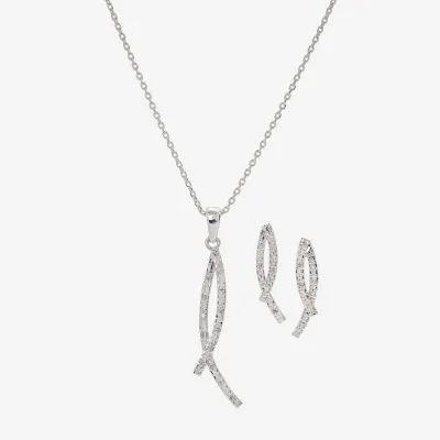 Sparkle Allure Cubic Zirconia Silver Tone Pure Silver Over Brass 2-pc. Jewelry Set