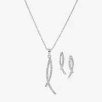 Sparkle Allure Cubic Zirconia Silver Tone Pure Silver Over Brass 2-pc. Jewelry Set