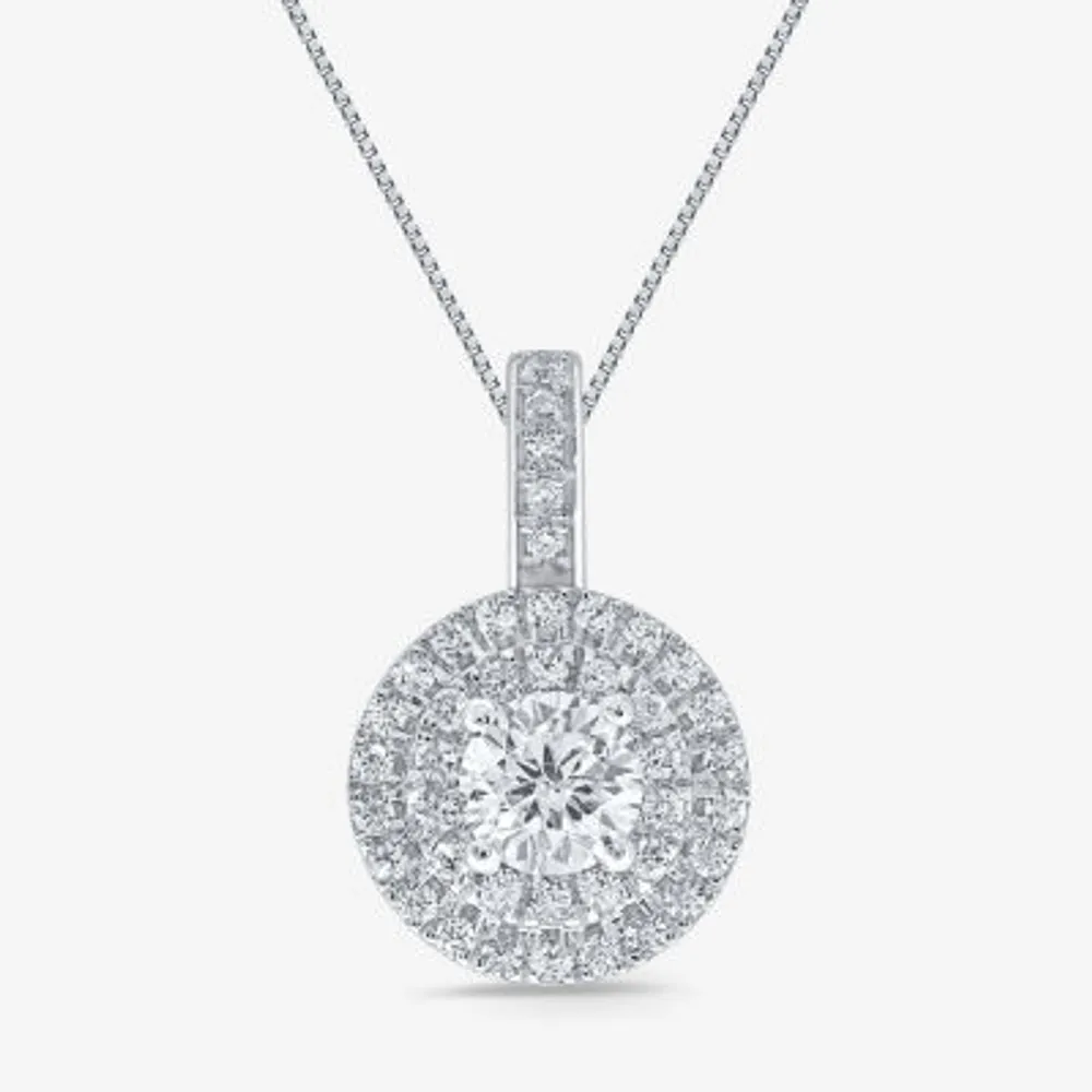Womens 1/2 CT. T.W. Natural White Diamond 14K White Gold Round Pendant Necklaces