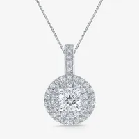 Womens 1/2 CT. T.W. Mined White Diamond 14K White Gold Round Pendant Necklace