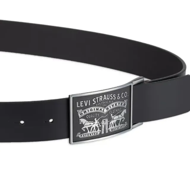 Levi's Leather Men's Belt with Plaque Buckle - Black