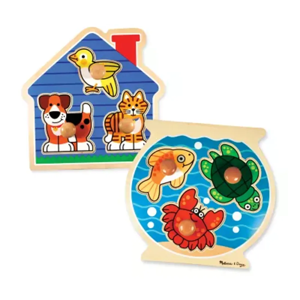 Melissa & Doug Jumbo Knob Puzzle Bundle - Fish And Pets Puzzle