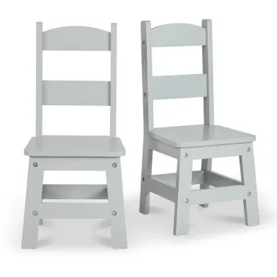 Melissa & Doug Wooden Kids Chair Pair (Gray)