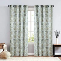 Max Blackout Baylor Print Energy Saving 100% Grommet Top Single Curtain Panel