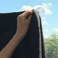 Sun Zero Lights Out Solid Portable Suction Cup 100% Blackout Single Curtain Panel