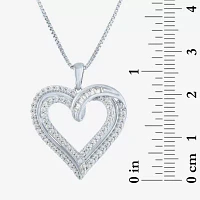 (G-H / I1-I2) Womens 1/2 CT. T.W. Lab Grown White Diamond Sterling Silver Heart Pendant Necklace