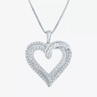 (G-H / I1-I2) Womens 1/2 CT. T.W. Lab Grown White Diamond Sterling Silver Heart Pendant Necklace