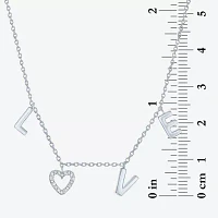 Diamond Accent "Love" Womens Diamond Accent Natural White Diamond Sterling Silver Pendant Necklace