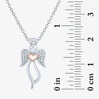 Diamond Accent "Angel" Womens Diamond Accent Natural White Diamond Sterling Silver Angel Pendant Necklace