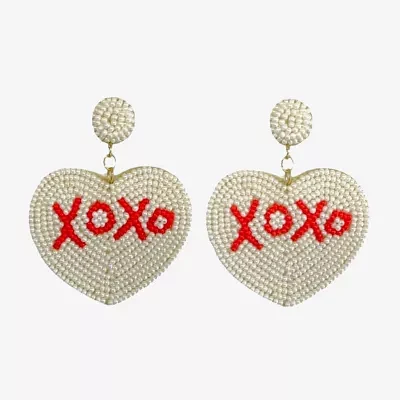 Bijoux Bar Xoxo Crystal Heart Drop Earrings