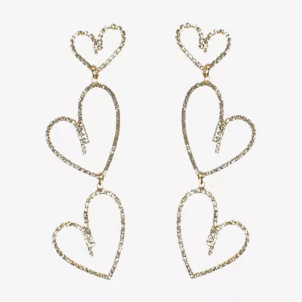 Bijoux Bar Crystal Heart Drop Earrings