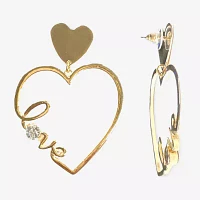 Bijoux Bar Love Crystal Heart Drop Earrings