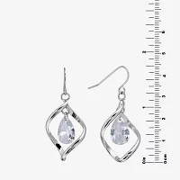 Sparkle Allure Crystal Pure Silver Over Brass Pear Drop Earrings