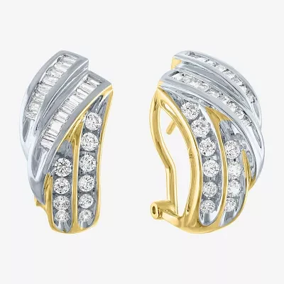 Whale Tail (G-H / Si2-I1) 1 CT. T.W. Lab Grown White Diamond 10K Gold Hoop Earrings