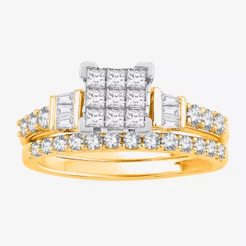 Womens 1 CT.T.W. Natural Diamond 10K or 14K White Gold Bridal Set