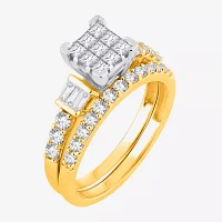 Womens 1 CT.T.W. Natural Diamond 10K or 14K White Gold Bridal Set