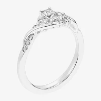 (G-H / Si1-Si2) Womens 1/3 CT. T.W. Lab Grown White Diamond Sterling Silver Side Stone 3-Stone Promise Ring