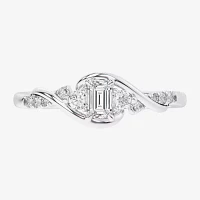 (G-H / Si1-Si2) Womens 1/3 CT. T.W. Lab Grown White Diamond Sterling Silver Side Stone 3-Stone Promise Ring