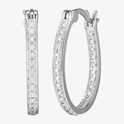 Sparkle Allure Diamond Accent Silver Over Brass Round Hoop Earrings