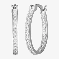 Sparkle Allure Diamond Accent Silver Over Brass Round Hoop Earrings