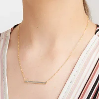 Sparkle Allure Diamond Accent 18K Gold Over Brass 18 Inch Cable Rectangular Pendant Necklace