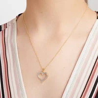 Sparkle Allure Internet Catalog Diamond Accent 18K Gold Over Brass 18 Inch Cable Heart Pendant Necklace