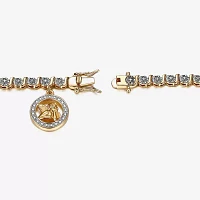 Sparkle Allure 14k Gold Over Bronze Natural Diamond Accent Gold Tone Angel Round 7.25 Inch Tennis Bracelet