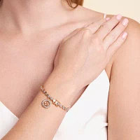 Sparkle Allure 14k Rose Gold Over Bronze Natural Diamond Accent Rose Tone Bronze Angel Round 7.25 Inch Tennis Bracelet