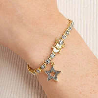 Sparkle Allure 14k Gold Over Bronze Diamond Accent 7.25 Inch Round Star Tennis Bracelet