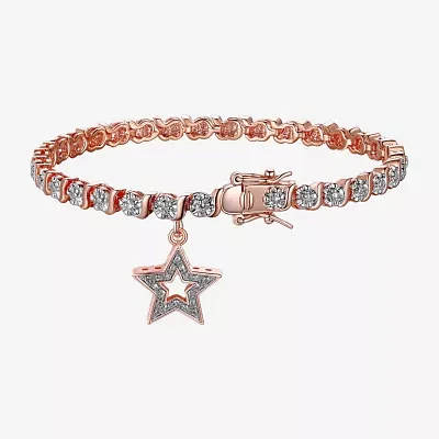 Sparkle Allure 14k Rose Gold Over Bronze Diamond Accent Bronze 7.25 Inch Round Star Tennis Bracelet