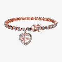 Sparkle Allure Mom Natural Diamond Accent Rose Tone Heart 7.25 Inch Tennis Bracelet