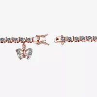 Sparkle Allure 14k Rose Gold Over Bronze Natural Diamond Accent Rose Tone Bronze Butterfly Round 7.25 Inch Tennis Bracelet