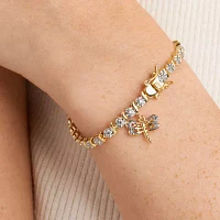 Sparkle Allure Dragonfly 14k Gold Over Bronze Diamond Accent Bronze 7.25 Inch Round Tennis Bracelet