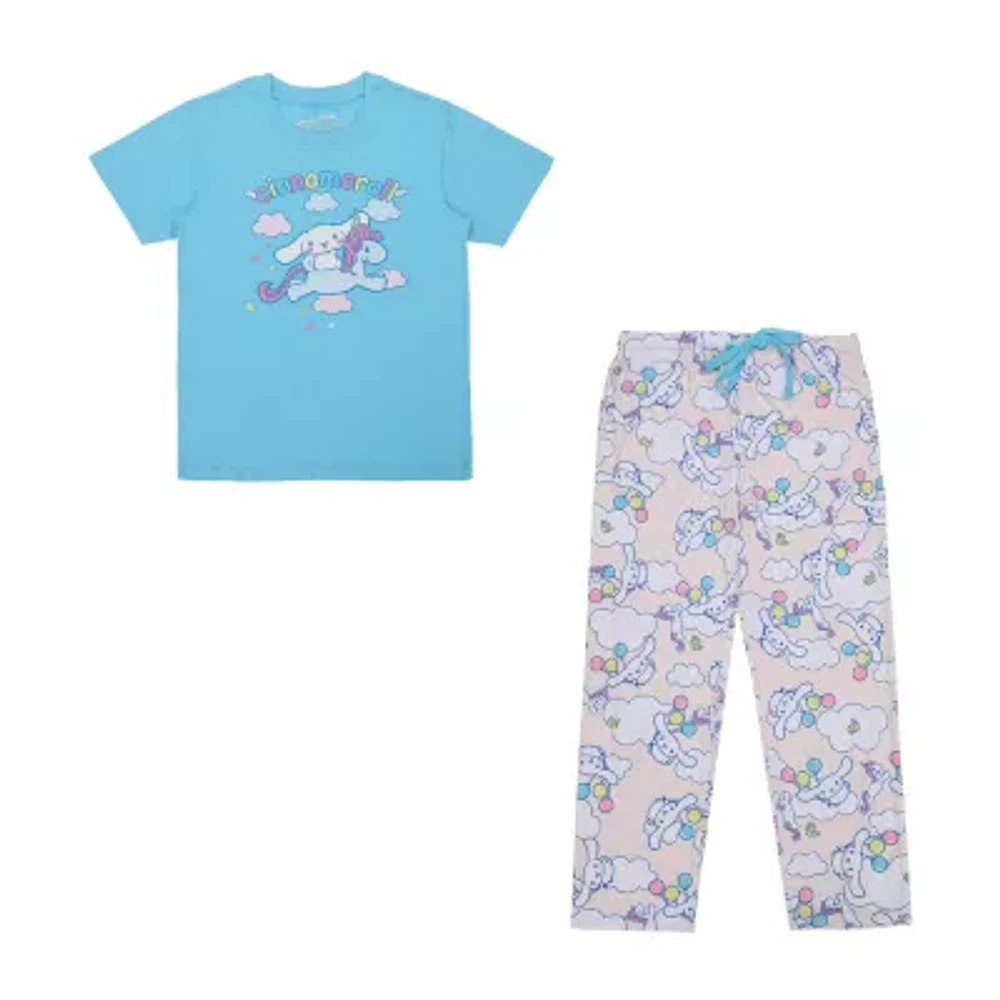 Cinnamoroll Womens Plush Crew Neck Short Sleeve 2-pc. Pant Pajama Set