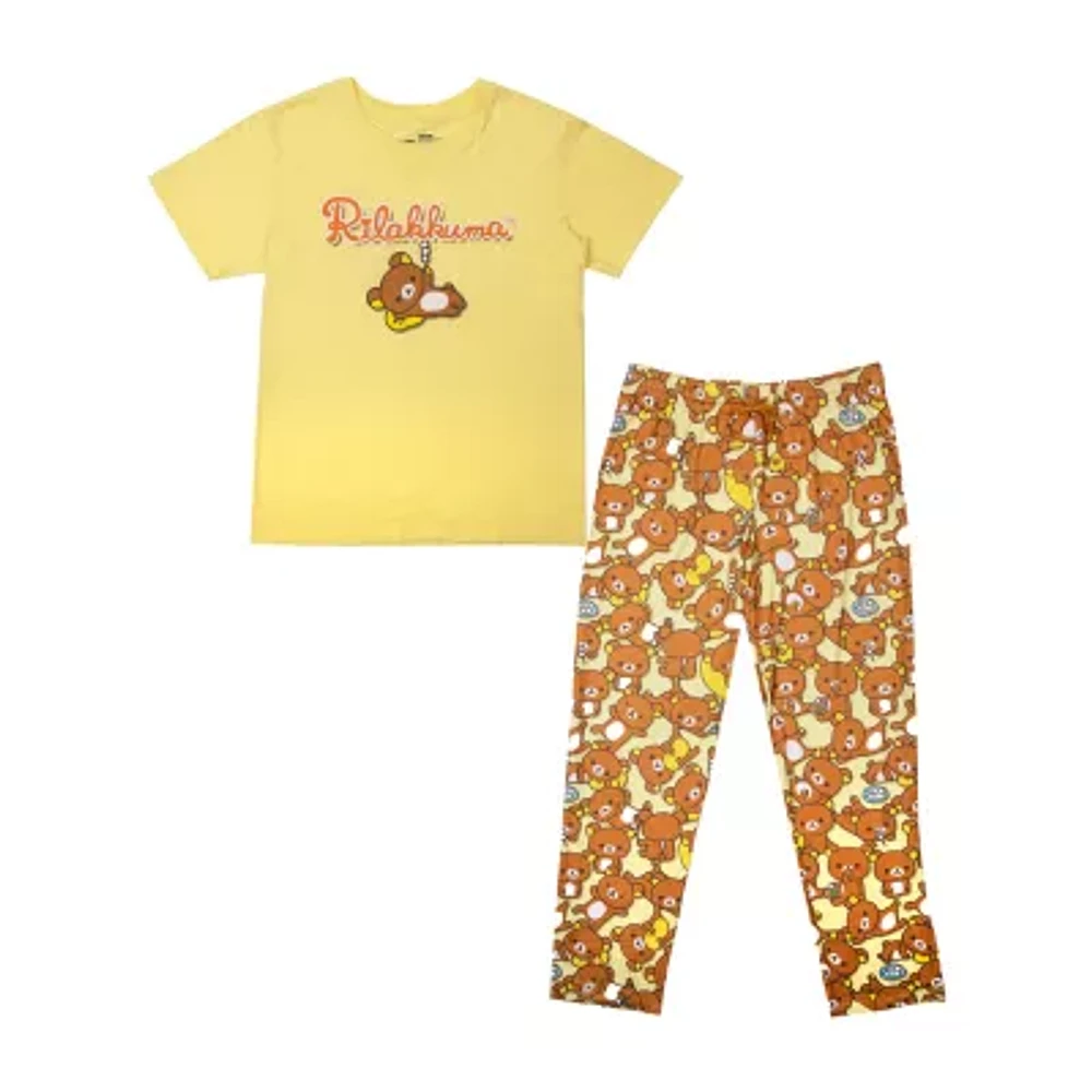 Rilakkuma Womens Plush Crew Neck Short Sleeve 2-pc. Pant Pajama Set