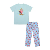 Womens Kirby Plush Crew Neck Short Sleeve 2-pc. Pant Pajama Set