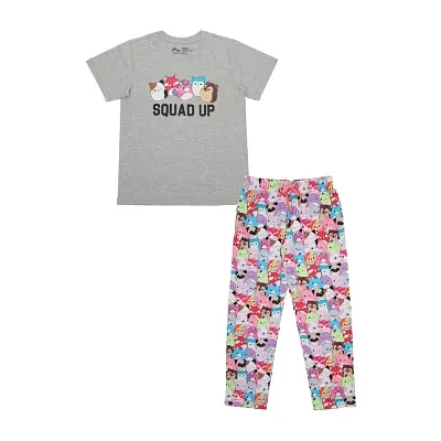 Squishmallows Womens Plush Crew Neck Short Sleeve 2-pc. Pant Pajama Set