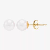 Certified Sofia™ 10K Gold 6-6.5mm Cultured Freshwater Pearl Stud Earrings