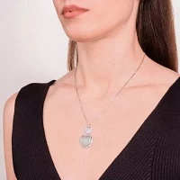Womens Genuine Green Jade Sterling Silver Heart Pendant Necklaces