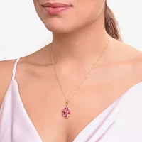 14K Gold over Silver Lab-Created Ruby and Pink & White Lab-Created Sapphire Flower Pendant Necklace
