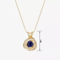 Womens Lab Created Blue Sapphire 18K Gold Over Silver Pendant Necklaces