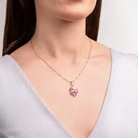 14K Gold Over Silver Lab-Created Opal & Pink and White Lab-Created Sapphire Cluster Pendant Necklace