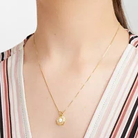 Womens Lab Created White Opal 18K Gold Over Silver Pendant Necklace