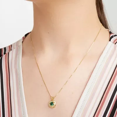 Womens Lab Created Green Quartz 18K Gold Over Silver Knot Pendant Necklace