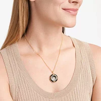 Womens Genuine Black Agate 18K Gold Over Silver Pendant Necklaces