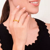 Womens Genuine Yellow Citrine 14K Gold Over Silver Eternity Stackable Ring