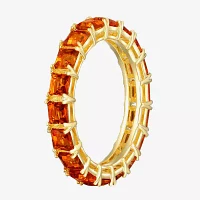 Womens Genuine Yellow Citrine 14K Gold Over Silver Eternity Stackable Ring